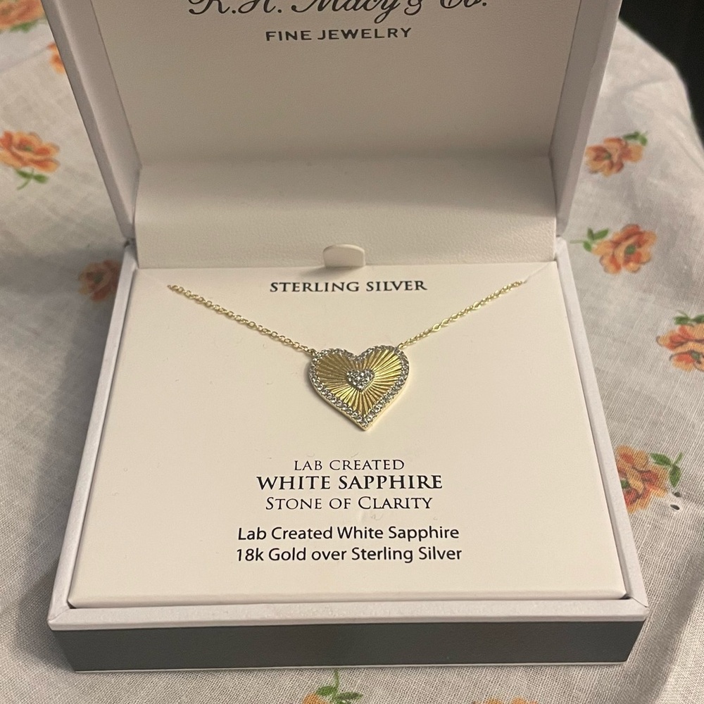Macy's Gold and Silver Heart Pendant Necklace